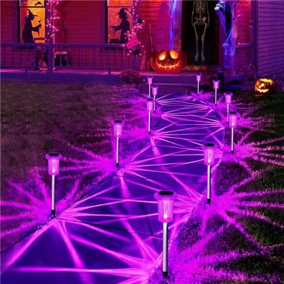 Halloween Solar Lights Outdoor 10 Pack Solar Pathway Lights Outdoor Halloween - Picture 1 of 8